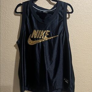 Nike Black Tank with Gold Sequin Logo- LARGE .. Like New
